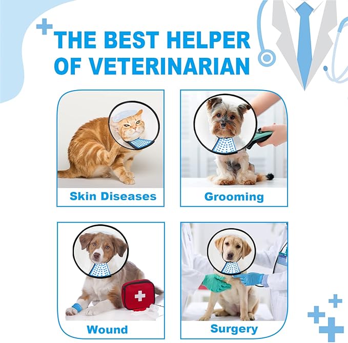 Supet Dog Cone Collar Adjustable After Surgery, Comfortable Pet Recovery Collar & Cone for Large Medium Small Dogs, Elizabethan Dog Neck Collar Plastic Practical （L）
