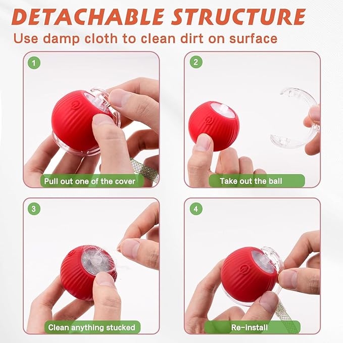 2 Packs Speed 2.0 Tail Interactive Cat Toys for Indoor Cats, Chirping & Motion Activate Cat Toy, Smart Kitten Rolling Ball Moving Ball Toys,Rechargeable Dog Cat Bal l for Enrichment Exercise (New P+G)