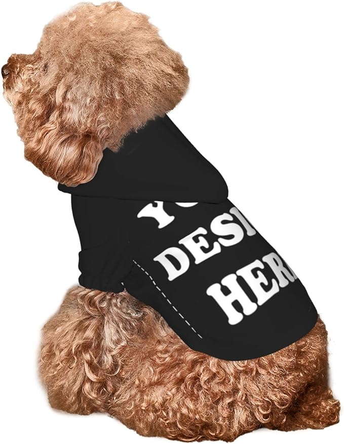 Dog Clothes, Custom Dog Hooded Sweatshirt, Personalized Pet Costume Robe Shirt with Text/Image/Club Name/Pet Shop Logo for Small Medium Large Dogs and Cats, Black, M