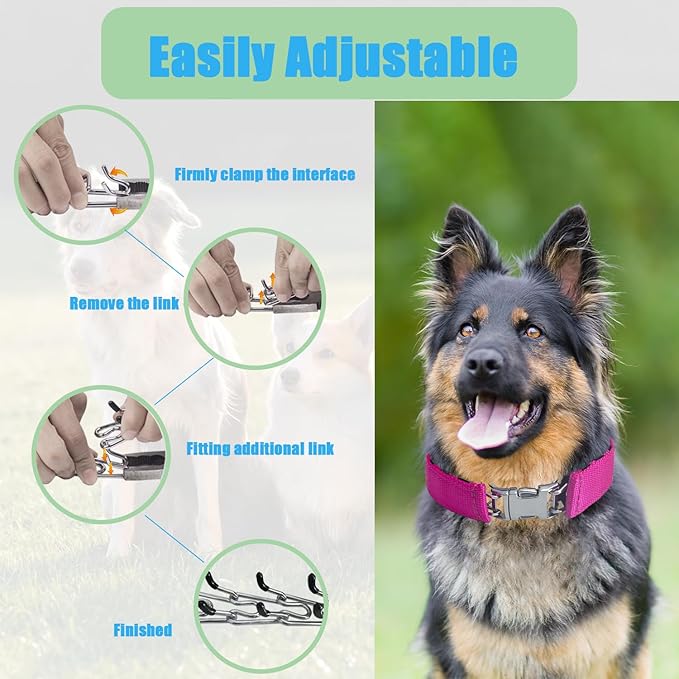 Prong Training Collar for Dogs, Rotating Ring Welding, Adjustable Dog Training Pinch Collar with Quick Release Buckle, for Small Medium Large Dogs