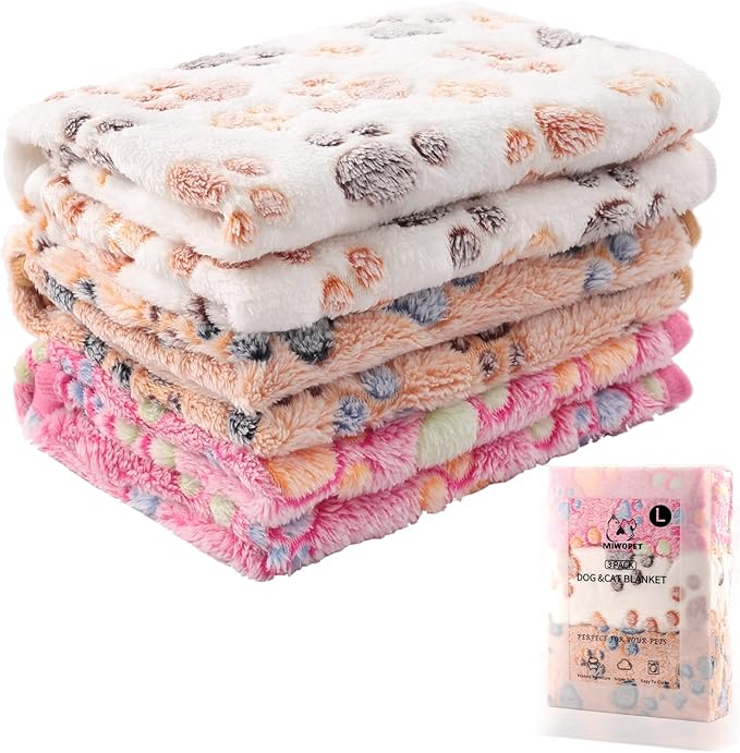 3 Pack Cat and Dog Blanket Soft & Warm Fleece Flannel Sleep Mat, Great Pet Throw for Puppy, Cats, Small, Medium & Large Dogs(Large 40" x 30")
