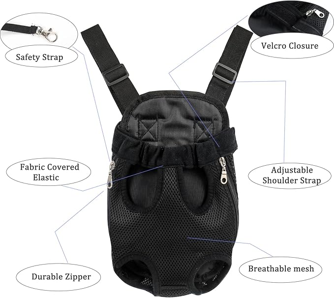 Adjustable Pet Carrier Backpack - Dog, Puppy & Cat Carrier for Travel, Hiking & Car - Front Carrier & Backpack in One