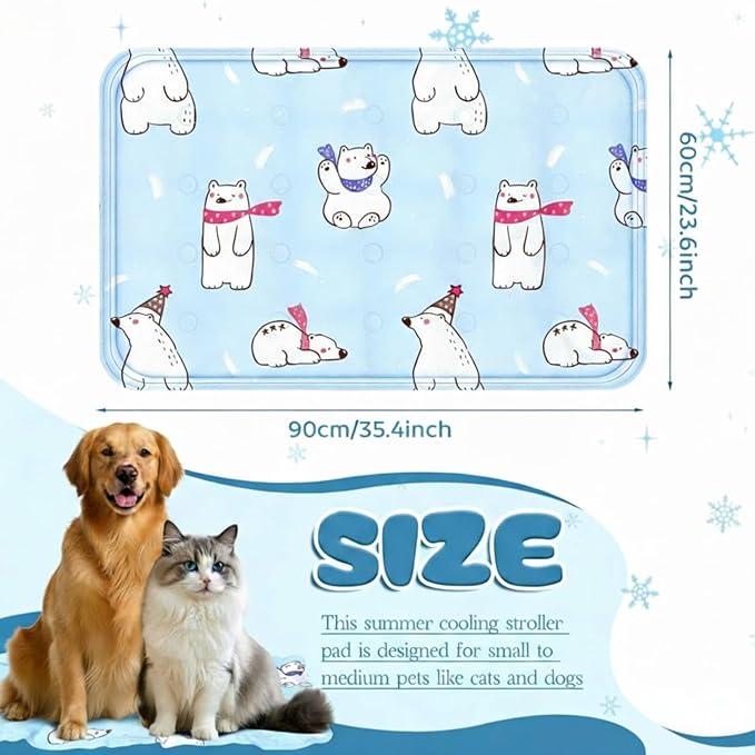 Nuanchu Dog Stroller Cooling Mat Waterproof Outdoor Pet Cooling Mat Washable Summer Cat Sleeping Blanket for Pet Stroller(23.62 x 35.43 Inches,Colorful Bear)