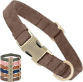 Genuine Leather Dog Collar - Adjustable Pet Collar with Quick Release Metal Buckle, Soft Skin Friendly Real Leather Collar for Small, Medium, Large Dogs (Dark Brown, L：Fit 15-23" Neck)