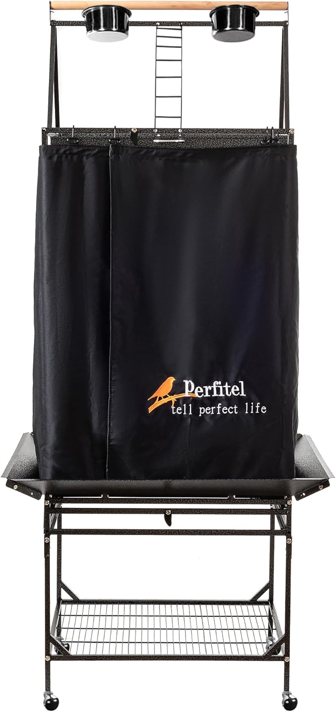 Bird Cage Cover(Black) Good Night Birdcage Cover Black-Out Birdcage Cover Durable Breathable Washable Material… (61 inch)