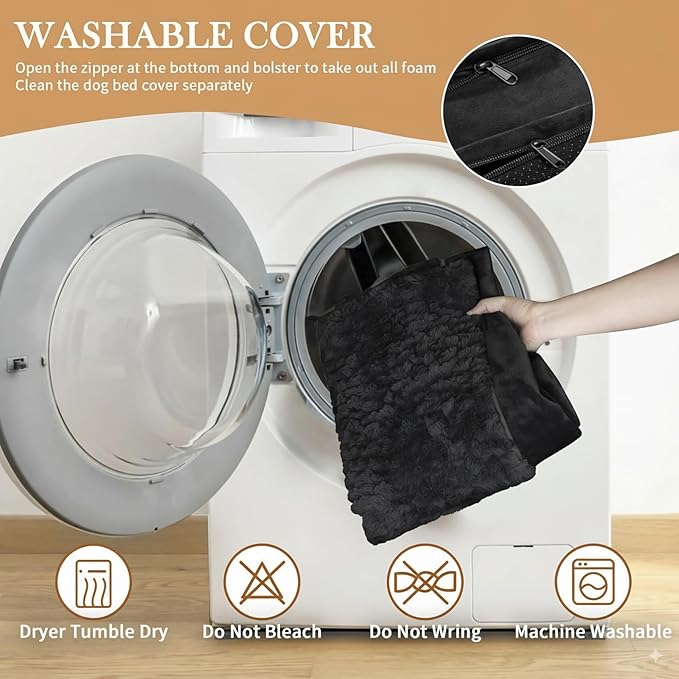 Comfort Expression Orthopedic Dog Bed for Small Dogs 20x14 Inch, Waterproof Supportive Egg Crate Foam Small Pet Bed with Removable Bolsters, Dog Couch with Washable Cover & Non-Slip Bottom, Black