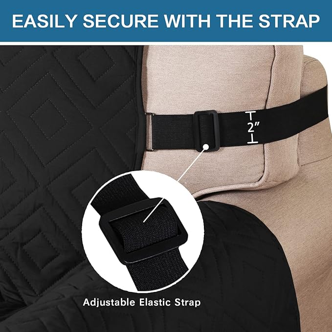H.VERSAILTEX Reversible Loveseat Cover Furniture Protector Anti-Slip Water Resistant 2 Inch Wide Elastic Straps Couch Covers Pets Kids Fit Sitting Width Up to 46"(Love Seat: 75" x 90", Black/Grey)
