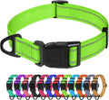 TagME Reflective Nylon Dog Collars, Adjustable Classic Pet Collar with Quick Release Buckle for Medium Dogs, Green, 1.0" Width