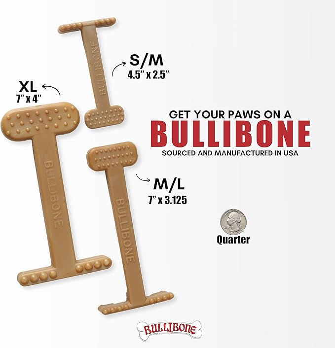 Bullibone Nylon Dog Chew Toy for Aggressive Chewers - Dental Hygiene Bone with Bacon Flavor, Durable Tough Chew Toys for Extra Large Dogs, Indestructible Dog Bone - 3 Pack