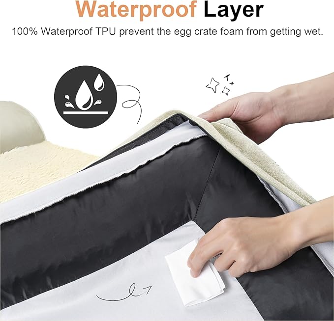 Large Dog Bed Orthopedic Washable: Beds Bolster XXL Bed Big XLarge Dogs Egg Crate Foam Sofa Couch Waterproof Removable Cover - Beige