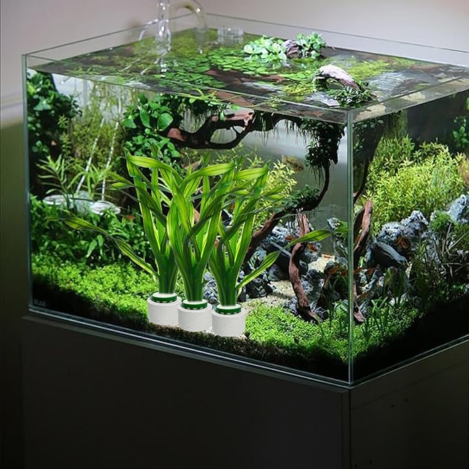 12 Pack New Upgrade Aquarium Plant Weights, Aquatic Plants Fixed Ring Set, Anti-Floating Ceramic Aquarium Plant Rings, Aquarium Landscape Decoration Fish Tank Accessories 1.8 x 1.3 Inch