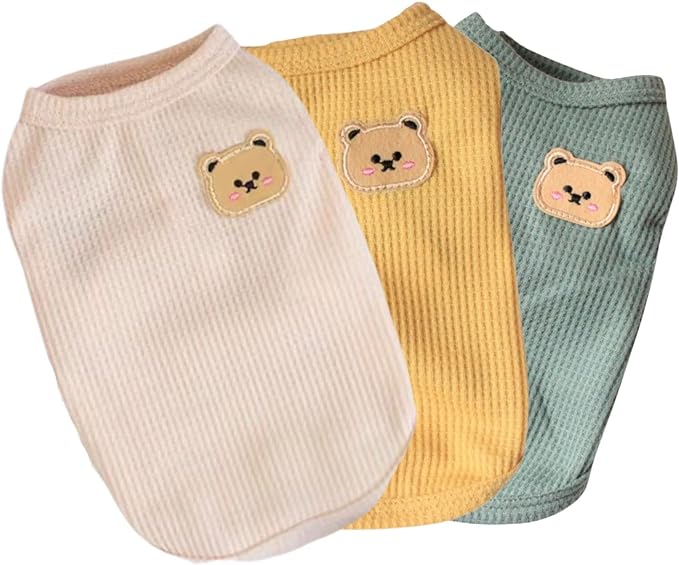 Cotton Dog & Cat T-Shirts - Soft, Breathable, Stretchy Sleeveless Vests for Medium & Small Dogs