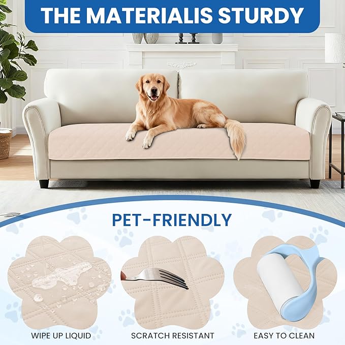 Waterproof Dog Blanket, Non-Slip Soft Pet Bed Cover, Couch Cover for Dogs Washable, Protects Sofa, Furniture, Crate, Car, Tear Resistant Leakproof Pet Blanket (30x70 Inch, Beige)