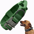 Tactical Dog Collar, Adjustable Military Training Nylon Dog Collar with Control Handle and Heavy Quick-Release Metal Buckle for Small Medium Large Dogs, Emerald Green XXL