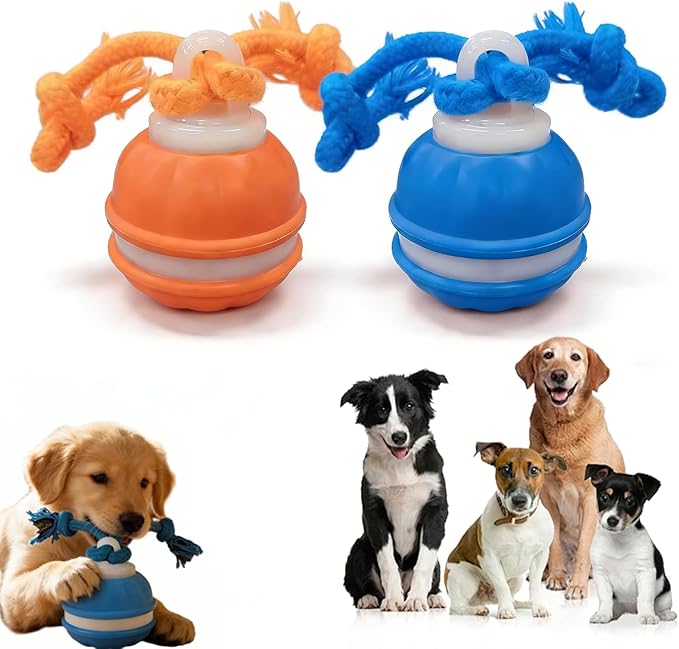 Zealburst Interactive Dog Toy, 360° Smart Automatic Rolling Moving Toy for Bored Dogs & Cats, Self-Moving Pet Toy, 【Orange+Blue】