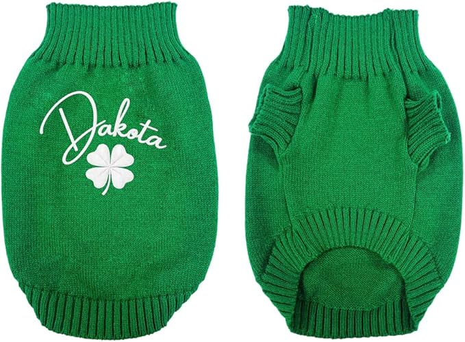 Personalized Dog Sweater, Custom Knit Sweater with Clover Embroidery, St. Patrick's Day Design for Dogs, Ideal Gift for Dog Owners, Pet Apparel Gift#4