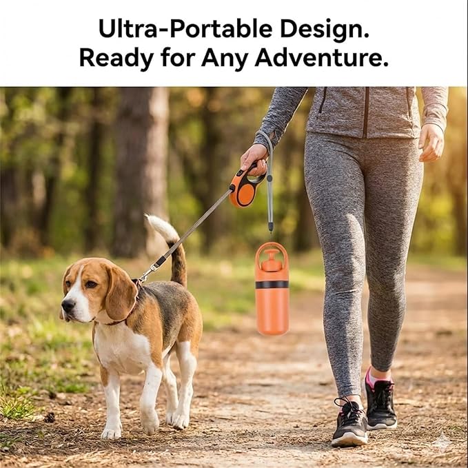 Quick Scoop Poop Scooper, Portable Dog Pooper Scooper, Easy Claw Pick up Tool for Dogs, Leak-Proof Waste Bag Holder for Outdoor Walks (Orange+Orange)