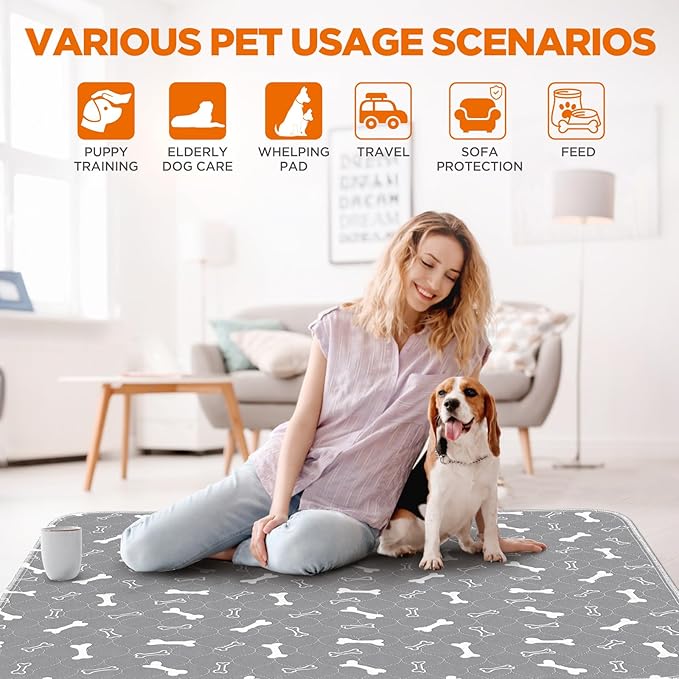 Washable Pee Pads for Dogs, 2 Pack Large 36"x41" Fast Absorbent Reusable Puppy Pads , 100% Waterproof Non Slip and Leak-Proof Whelping Pads Potty Training Pads for Crate, Playpen, Bed, Sofa