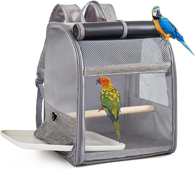 Durability Polyester Bird Travel Carriers Backpacks with Meshes Window and Sun Protecting for Daily Use Compacts Bird Cage Backpacks for Travel