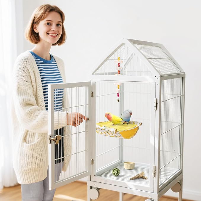 Mygeromon Bird Bed Hammock for Cage Parakeet Sleeping Hut Winter for Parrot/Budgie/Lovebird