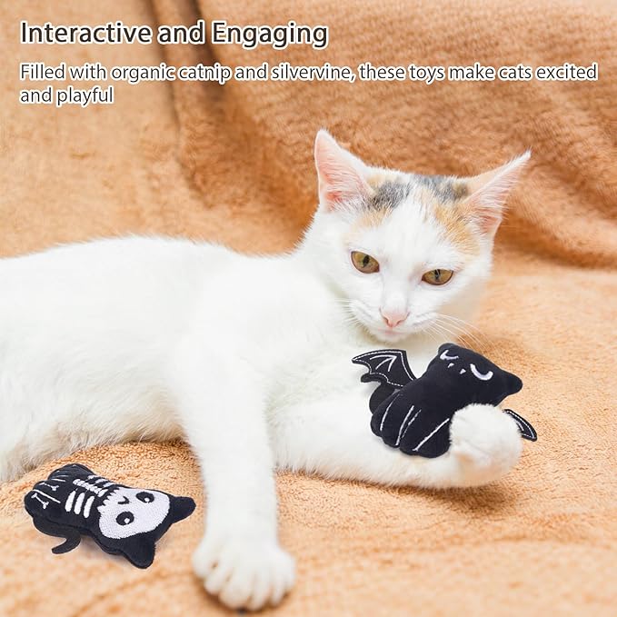 Retro Shaw Cat Toys 4Pcs, Catnip Toys for Indoor Cats Kitty, Durable Crinkle Sound Interactive Cat Nip Kicker Kitten Toys for All Breeds