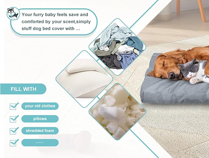 Explore Land Scratch Resistance Dog Bed Cover Canvas Washable Dog Crate Pad Replacement Cover, 36Lx27Wx4H inch, Charcoal