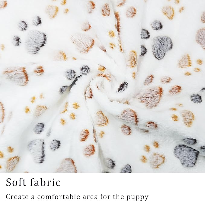 1 Pack 3 Blankets Super Soft Fluffy Premium Fleece Pet Blanket Flannel Paw Printed Throw for Dog Puppy Cat (Large 41x31'', Pink, Yellow, Blue)