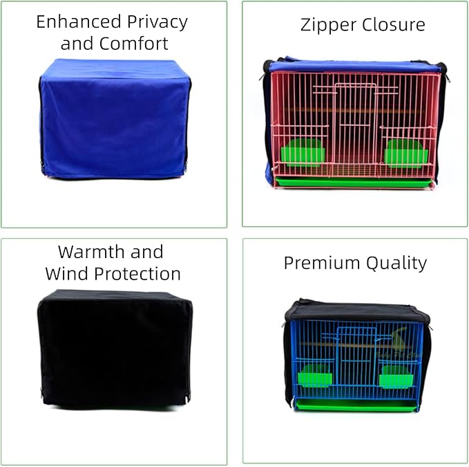 MANON ROSA Bird Cage Cover Birdcage Curtain - Enhanced Privacy Safety Comfort for Parrots Cockatiels Lovebirds Budgerigar Finch Canary Parakeet (XXL(23.6" L x 15.7" W x 15.7" H),Black)