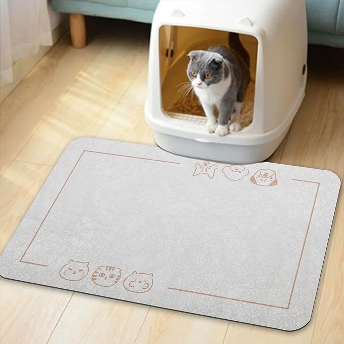 YCT Cat Pet Food Mat - Non-Slip Bottom Absorbent Quick Dry Feeding Mat for Dogs and Cats - Pet Supplies, 11.8"x18.1" Gray