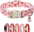 Christmas Dog Collar - Cute Pink Cozy Christmas Puppy Collar with Safety Buckle, Soft Adjustable Holiday Dog Collars for Small Medium Large Dogs L