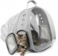 Cat Backpack Carrier, Back Expandable Pet Backpack with Bubble Window, Airline Approved Pet Travel Bag for Small/Medium Cats & Puppies, Hiking, Camping, Outdoor Use (Grey)
