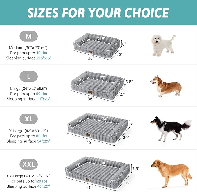 Faux Rabbit Fur Orthopedic Dog Bed, Dog Bed for Medium Size, Supportive Foam Pet Sofa with Waterproof Lining Cover, Washable U-Shaped Pet Couch with Anti-Slip Bottom, Grey M 30x20x6.5 inch
