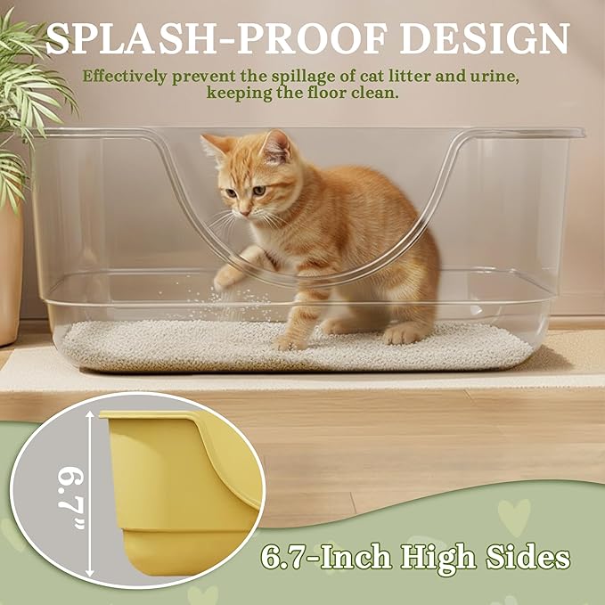 Low Entry Small Litter Box for Kittens, Kitty Plastic Litter Boxes, Open Top, Anti-Splash High Sided Litter Tray Pan for Medium Pets, Puppy, Easy to Clean, 15.7" L*11.8" W*6.7" H (Grey)