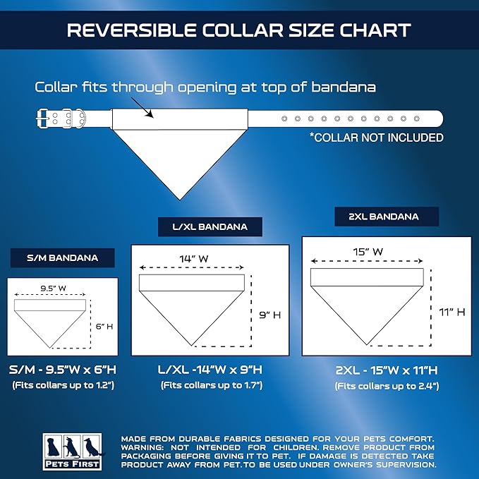 Pets First NFL Kansas City Chiefs Reversible Bandana Size XX-Large for Dogs & Cats. 2 Sided Sports Bandana, Premium Embroidery Team Logo, Many NFL Teams Available