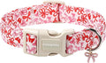 DOGWONG Cute Dog Collar, Pink Bow Pattern Dog Collar, Girl Female Dog Collars with Strong Plastic Buckle for Medium Large Dogs,L