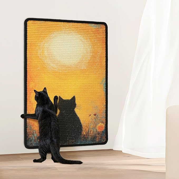 Cat Scratching Mat, 23.6 x 15.7'' Large Sisal Cat Scratch Pad with Non-Slip Backing, Cat Scratcher Mat for Floor, Wall, Sofa & Furniture Protection((YellowSilence)