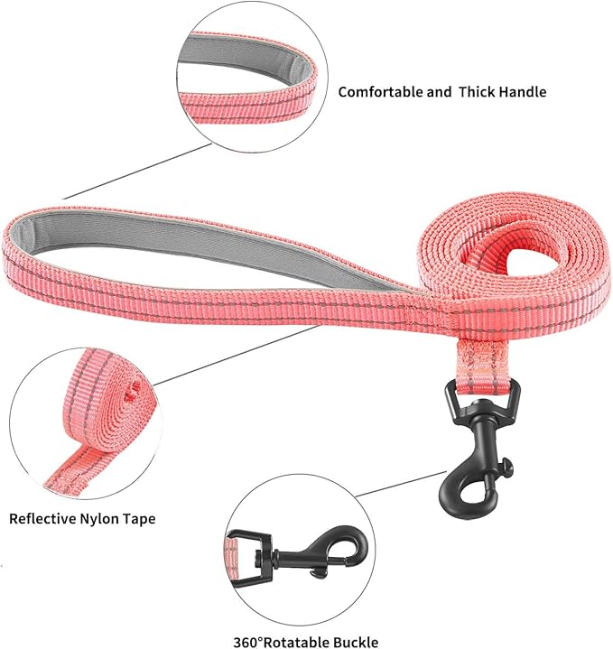 Hipubby Dog Harness and Leash Set, No Pull Soft Mesh Puppy Harness for Small Medium Dogs, Cats - Step in Reflective Breathable Lightweight Vest Harness for Walking, Training - Pink, M