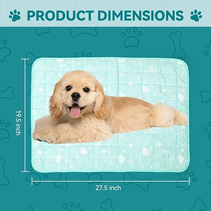SUPRIY Pet Cooling Mat for Dogs & Cats - Qmax 0.4 Waterproof Cooling Pad, Summer Heat Relief Mat with Japanese Polyester Tech, 3 Sizes Indoor/Outdoor Use (19.5 * 27.5, Blue Ocean)