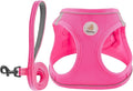 Hipubby Dog Harness and Leash Set, No Pull Soft Mesh Puppy Harness for Small Medium Dogs, Cats - Step in Reflective Breathable Lightweight Vest Harness for Walking, Training - Rose Red, L
