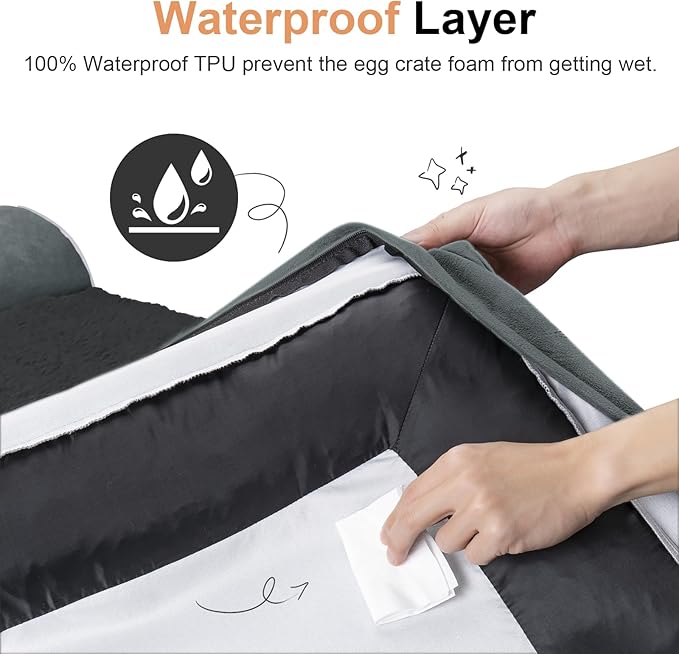 Large Dog Bed Orthopedic Washable: Beds Bolster XL Bed Big XLarge Dogs Memory Foam Sofa Couch Waterproof Removable Cover - Dark Grey