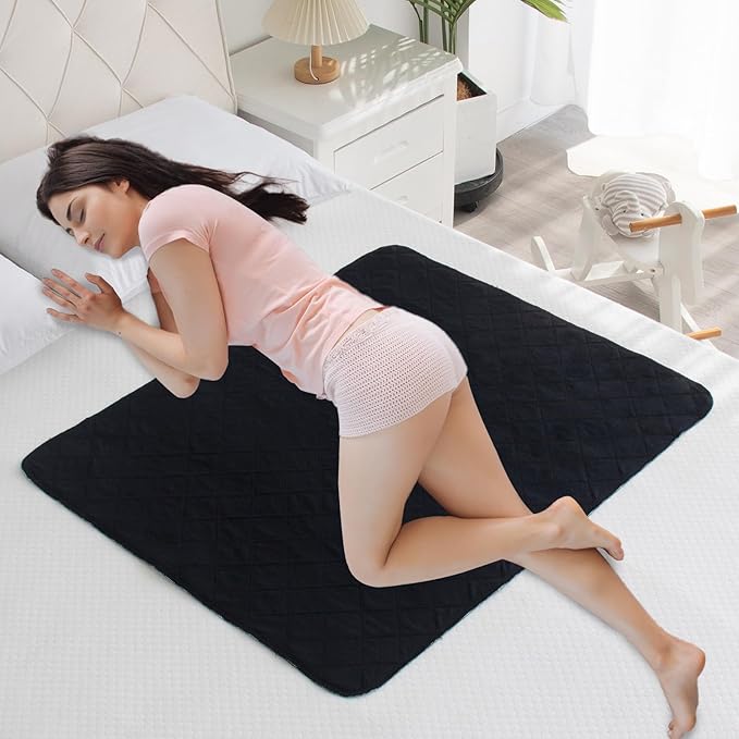 Washable Incontinence Bed Pads, Reusable Underpads for Kids, Adults, Elderly, Hospitals & Pets, Waterproof Bed Protector Pad for Bed, Sofa, Floor, Super Absorbent Bed Pad 30" x 36"- Black