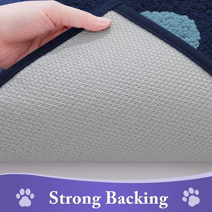Buganda Dog Door Mat for Muddy Paws, Absorbent Dirt Trapper Non Slip Indoor Doormats, Washable Low-Profile Mat for Mud Dogs, Entryway Carpet for Inside Floor (40x32 Inches, Dark Blue)