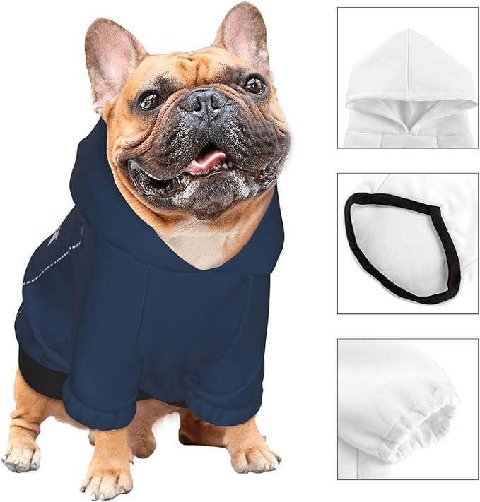 Dog Costume, Custom Dog Hoodie, Dog Name Costume Holiday Pet Pajamas Outfit, Personalized Pet Coat Costumes for Small Medium Large Dogs and Cats for Winter, Navy, XS