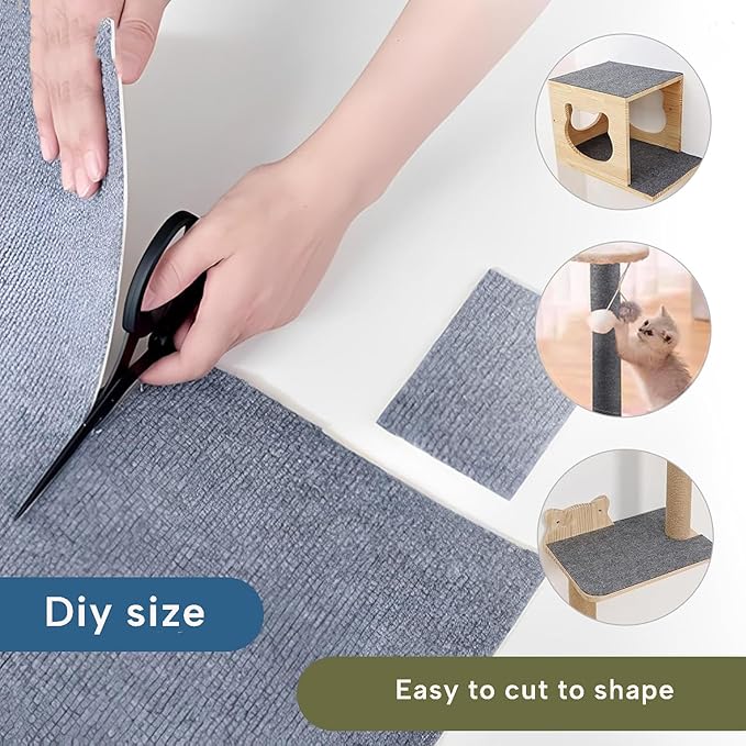 KEYIDE 79 x 16 Cat Scratch Couch Furniture Protector, Cat Scratcher Wall Pad from Cat Claws for DlY Scratch Post Cat Tree Climbing Mat (Grey)