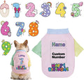 Custom Dog Birthday Shirt,Personalized Pet Apparel Print with Name Age Number,Pet Birthday Outfit,Lightweight Breathable Cotton Vest for Small Medium Large Dogs Cat (Dopamine Pink, Small)