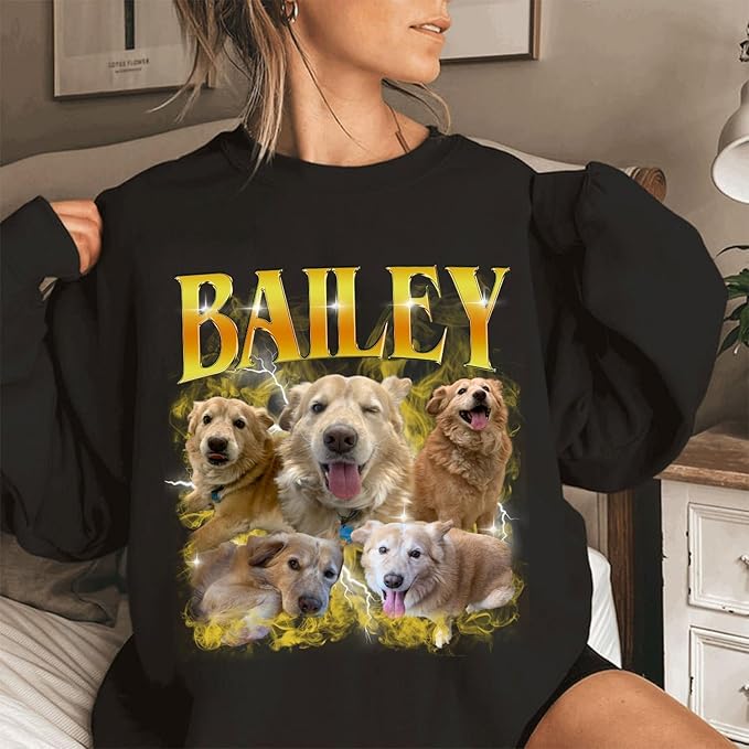 NAZENTI Personalized Dog Mom Sweatshirt, Custom Design Your Own Shirt From Photo, Custom Dog Mom Shirt, Pet Lover Gifts
