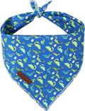 Summer Dog Bandana, UP URARA PUP Dinosaur Triangle Bid Scarf for Medium Large Dogs, Cotton Kerchief for Girl Boy Puppies, Cute Summer BlueBandana,S