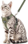 Cat Harness and Leash Escape Proof Large Kitten Harness Ragdoll Cat Vest for Walking Travel, Dark Green, L