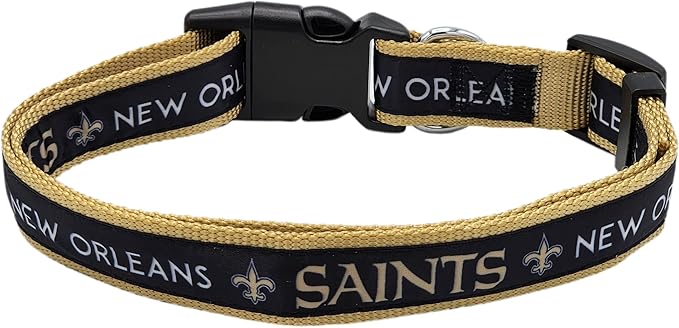 Pets First NFL New Orleans Saints Licensed PET COLLAR, Medium - Heavy-Duty, Strong, and Durable Dog Collar. Available in 31 Football Teams and 4 Sizes