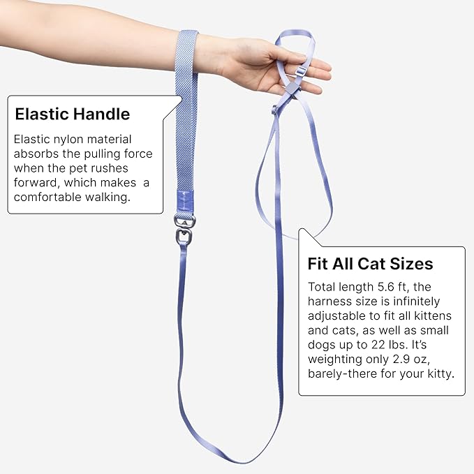 Cat Harness and Leash 2-in-1, Escape Proof Anti-Chocking Harness Adjustable Lighweight Leash for Walking Outoor Training for Kitten Small Large Cats Puppy, US IDA Bronze Award (Blush Pink)